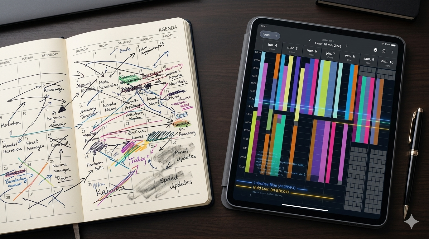 Paper planner vs AssignPro digital schedule